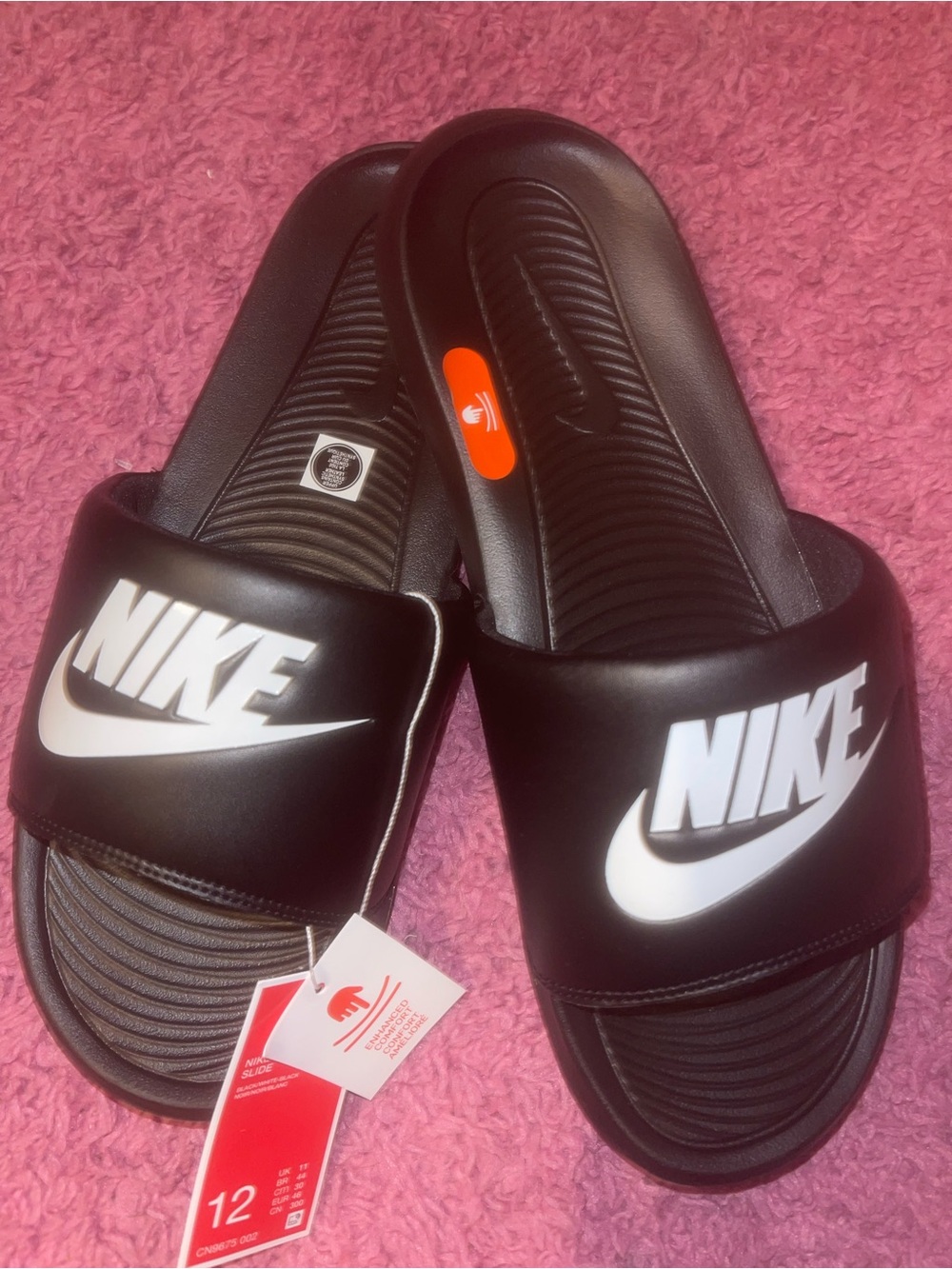 Nike Black Slide Sandals with White Logo